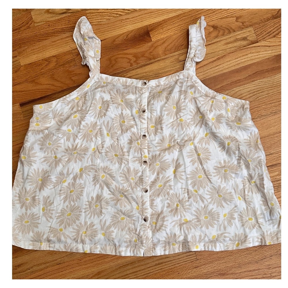 Torrid 4 Daisy Daydream Ruffle Button Front Tank Top Plus Size‎ 26 Floral Print